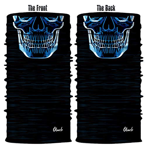 Obacle Skull Face Mask Half for Dust Wind UV Sun Protection Seamless 3D Tube Mask Bandana for Men Women Durable Thin Breathable Skeleton Mask Motorcycle Riding Bike Sports Festival (Blue-Line Skull)