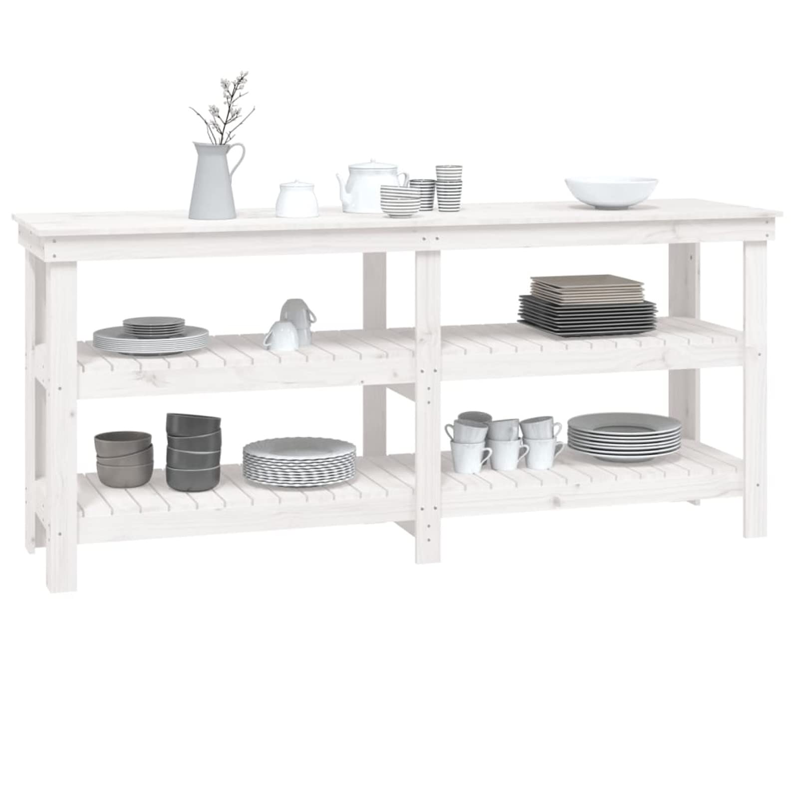 LAPOOH Banco de Trabajo, Mesa De Trabajo Taller, Caballete Mesa, Banco Herramientas, Bancada De Trabalho, Caballete para Mesa, de Madera Maciza de Pino Blanco 181x50x80 cm