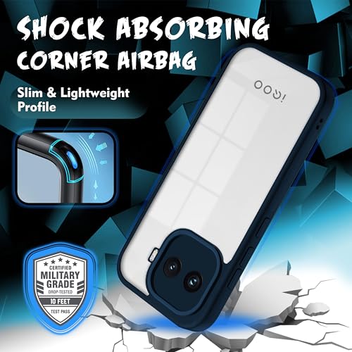 Image of V-TAN Back Cover for IQOO 15R 5G | TPU | Transparent Crystal Clear Case Compatible with IQOO 15R | Slim Fit, Camera Protective Shockproof Mobile Cover Design (Blue)