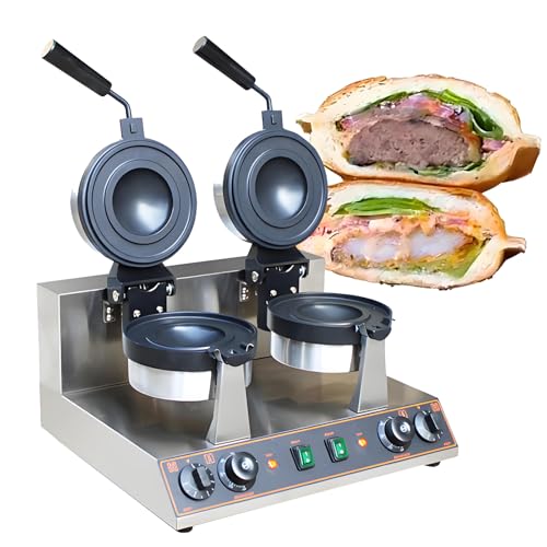QianCruxtacy UFO Burger Machine, Máquina para Hacer Hamburguesas con Helado Comercial, Máquina para Hacer Gofres para Helado, Temperatura Ajustable 50-300 ℃ Sartén Antiadherente RA02
