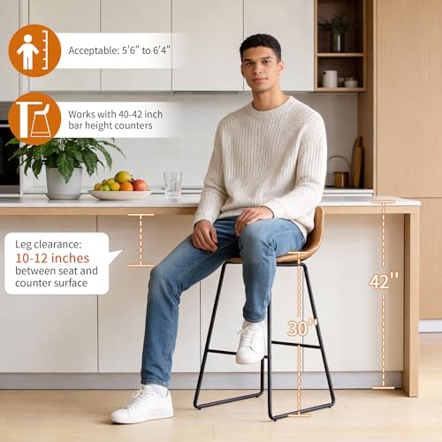 Image of HeuGah 30 Inch Bar Stools Set of 4 with Back & Durable Stable Legs