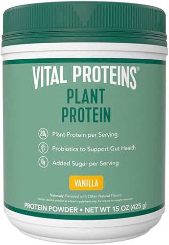 Miniatura 7 de Vital Proteins Proteína vegana en polvo  0.71 oz de proteína a base de plantas con garbanzos  1B UFC probiótico para la salud intestinal, sin azúcar