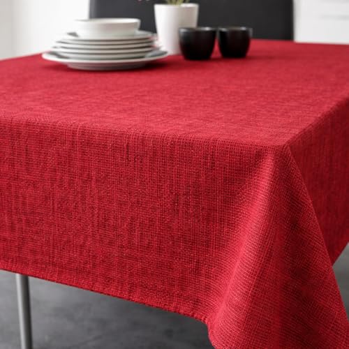 Nappe LINEN rectangulaire bordeaux 140x360 cm polyester lavable