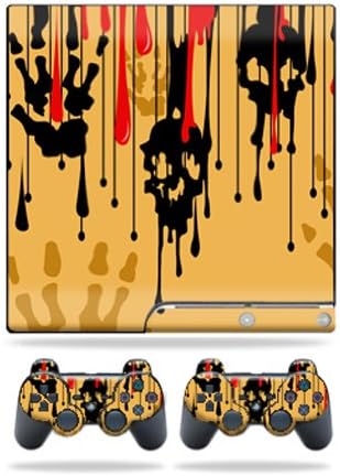 MightySkins - Skin compatible con Sony Playstation 3 PS3 Slim Skins + 2 fundas de controlador adhesivo goteando sangre