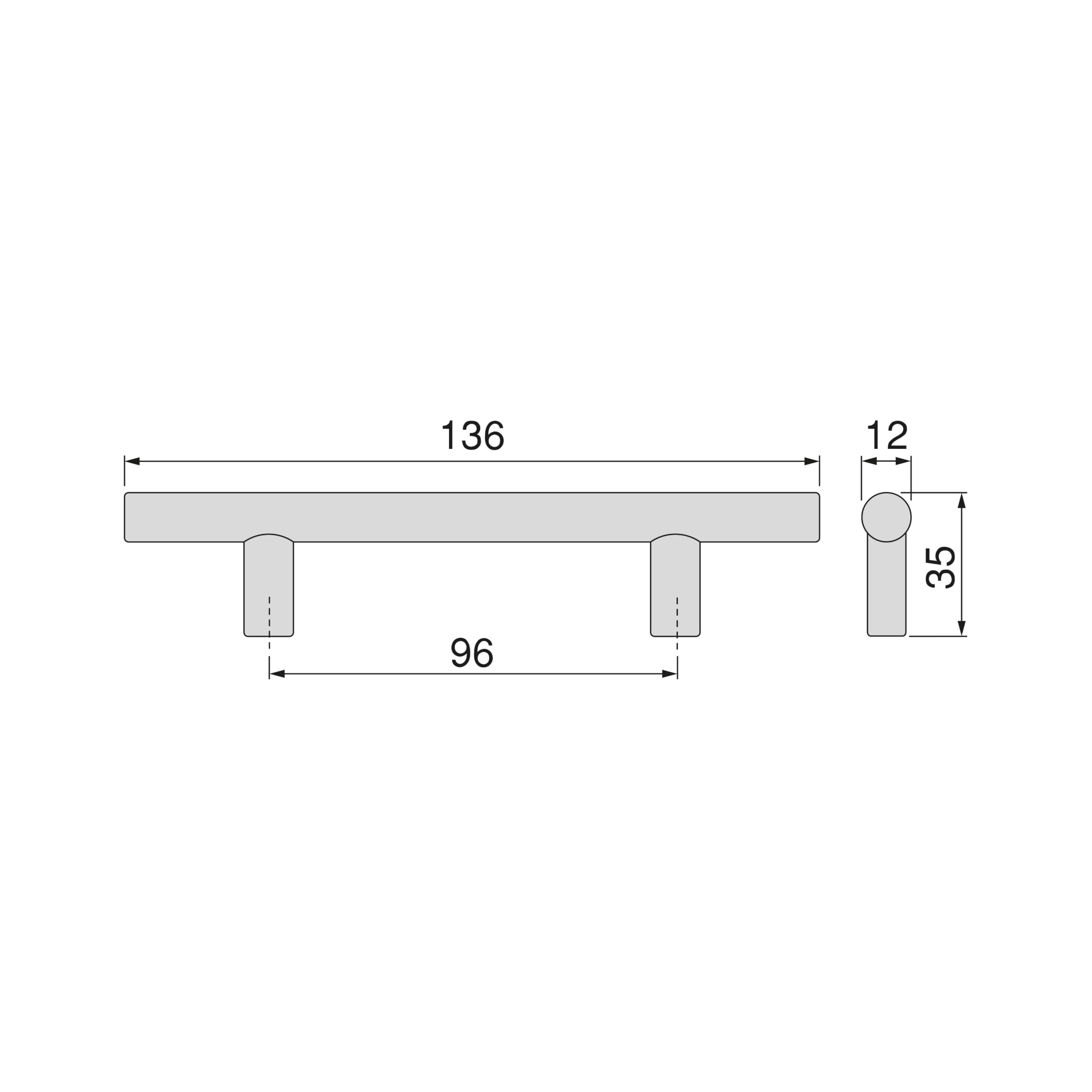Emuca - Furniture Handle, L136mm, 96mm Interaxis, Steel, Satin Finished Nickel, Satin Nickel - Image 4