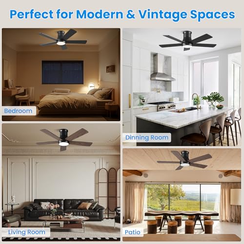Autoday 42 Inch Low Profile Ceiling Fans with Lights and Remote, Black - image 8
