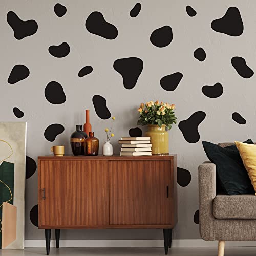 Large Black Vinyl Cow Print Wall Decals, Peel And Stick Modern Cow Spot Wall Stickers For Bathroom Bedroom Living Room Home Wall Decor #TOP3