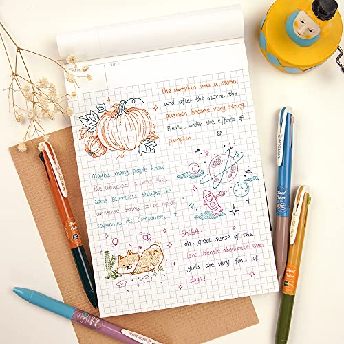 Writech Retractable Gel Ink Pens: Multi Colored 2 In 1 Colorful Click Pen Assorted Color 8Ct Extra Fine Point Tip 0.5Mm Journaling Smooth Writing Note Taking Coloring No Bleed & Smear & Smudge #TOP4