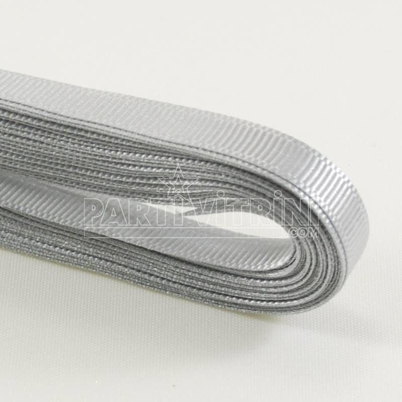PARTİ VİTRİNİ Gümüş Gri Grogren Kurdela 1 Cm. X 10 Metre