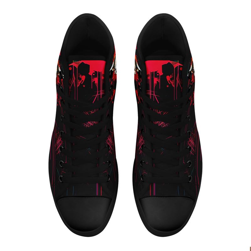 Skull High Top Sneaker for Men Women Fashion Rose Gothic Black Canvas Shoes Unisex Lace Up Casual Tennis Walking Flat Shoes3