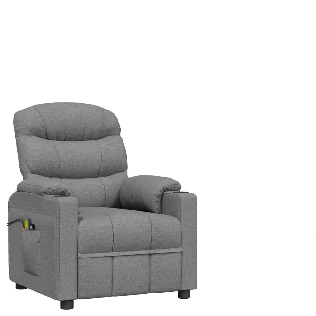 Fauteuil électrique de massage en tissu gris clair pour équiper un salon ou un bureau