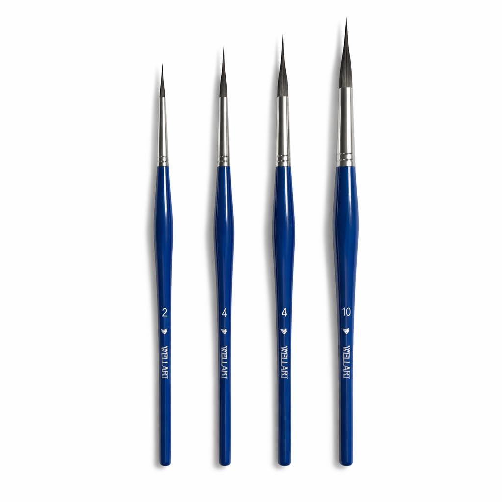 Needle Paint Brush – Fine Tip Precision Brushes for Acrylic, Watercolor, Miniature & Nail Art Painting – Painting Brush Professional Detail Art Brushes (Set of 4)-image-38