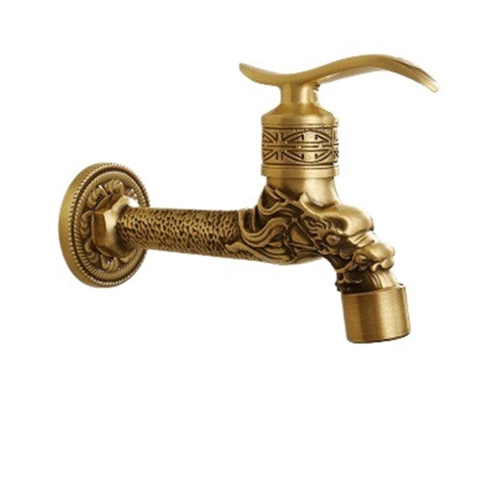 Outside Tap Brass Tap Faucet Garden Bibcocks Carved Washing Machine Outdoor Single Cold(Style I Tall)