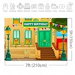 Photography Backdrop Happy Birthday Cartoon Street Theme Brick Wall Children Photography Background Birthday PartyPhotography Studio Props Vinyl (7x5ft) - Image 2