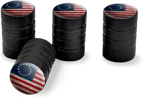 Rustic Betsy Ross 1776 - Tapones de válvula de aluminio con bandera estadounidense envejecida