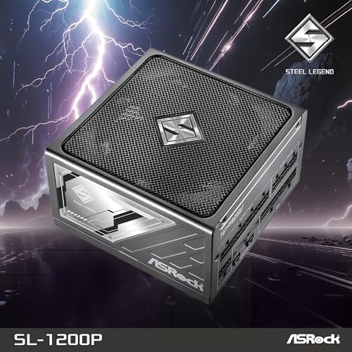 Image of ASRock Steel Legend SL-1200P 1200W ATX Power Supply, 80 Plus Platinum, ATX3.1 & PCIe 5.1 Ready, Fully Modular, 135mm FDB Fan, 10-Year Warranty