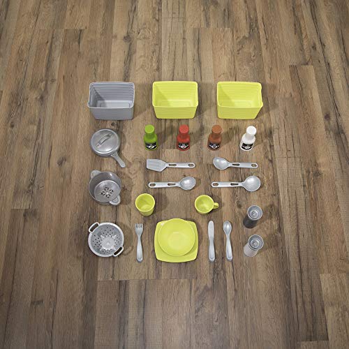 Temi Kitchen Playset Pretend Food - 34 PCS Kitchen Toys for Toddlers, Toy Accessories Set w/ Real Sounds and Light, Suitable Height (Pink)