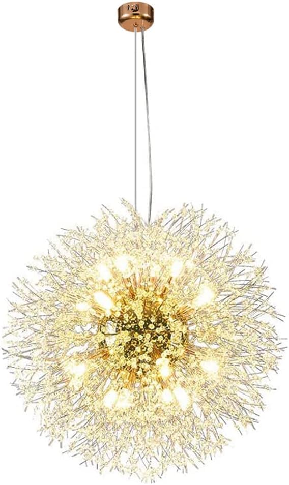 Chandelier à 16 lumières en cristal design pissenlit moderne pour plafond de chambre