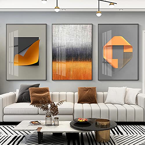 Décoration murale salon moderne affiche abstraite orange KEBIA toile nordique chaleureuse 50x70cm