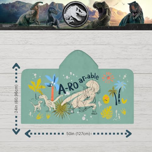 Image of Jurassic World Kids Super Soft Bath /Pool /Beach Soft Cotton Terry Hooded Towel Wrap, 24 in x 50 in, (Officially Licensed Product) By Franco