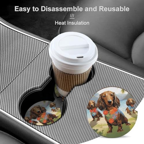 Posavasos para Auto de Madera con Diseño Tropical 2.6 pulgadas miniatura 4