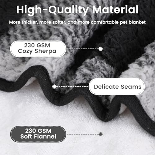 IDOGCHEW Hundedecke Wasserdicht 152x127 cm, Flauschige Flanell & Sherpa Haustier Decke, Geeignet für Mittelgroße und Große Hunde, Maschinenwaschbar - Schwarz