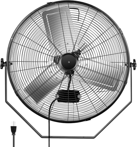 Image of Simple Deluxe 24 Inch Industrial Wall Mount Fan, Max 7600 CFM 3 Speed Commercial Ventilation Metal Fan for Warehouse, Greenhouse, Workshop, Patio, Factory and Basement - High Velocity, black