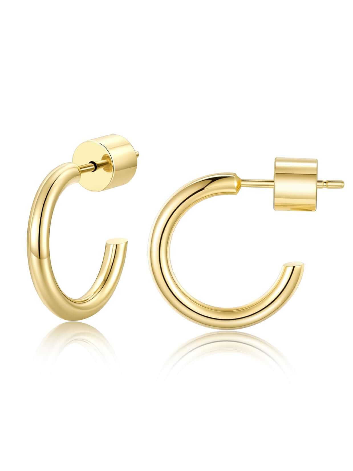U7 Thin Hoop Earrings for Women,2mm Lightweight Stainless Steel Hoops 14K Gold Plated/Black/Silver Tone Classic Round Hoops, Small to Oversized,15mm-100mm,Waterproof Tarnish Free, with Gift Box