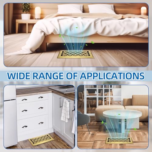 Image of 10 Pack 4x10 Inch Heavy Duty Walkable Floor Register, Adjustable Airflow Decorative Floor Vent Covers Steel Vent Registers with Screws for Home and Shopping Mall (Bronze)