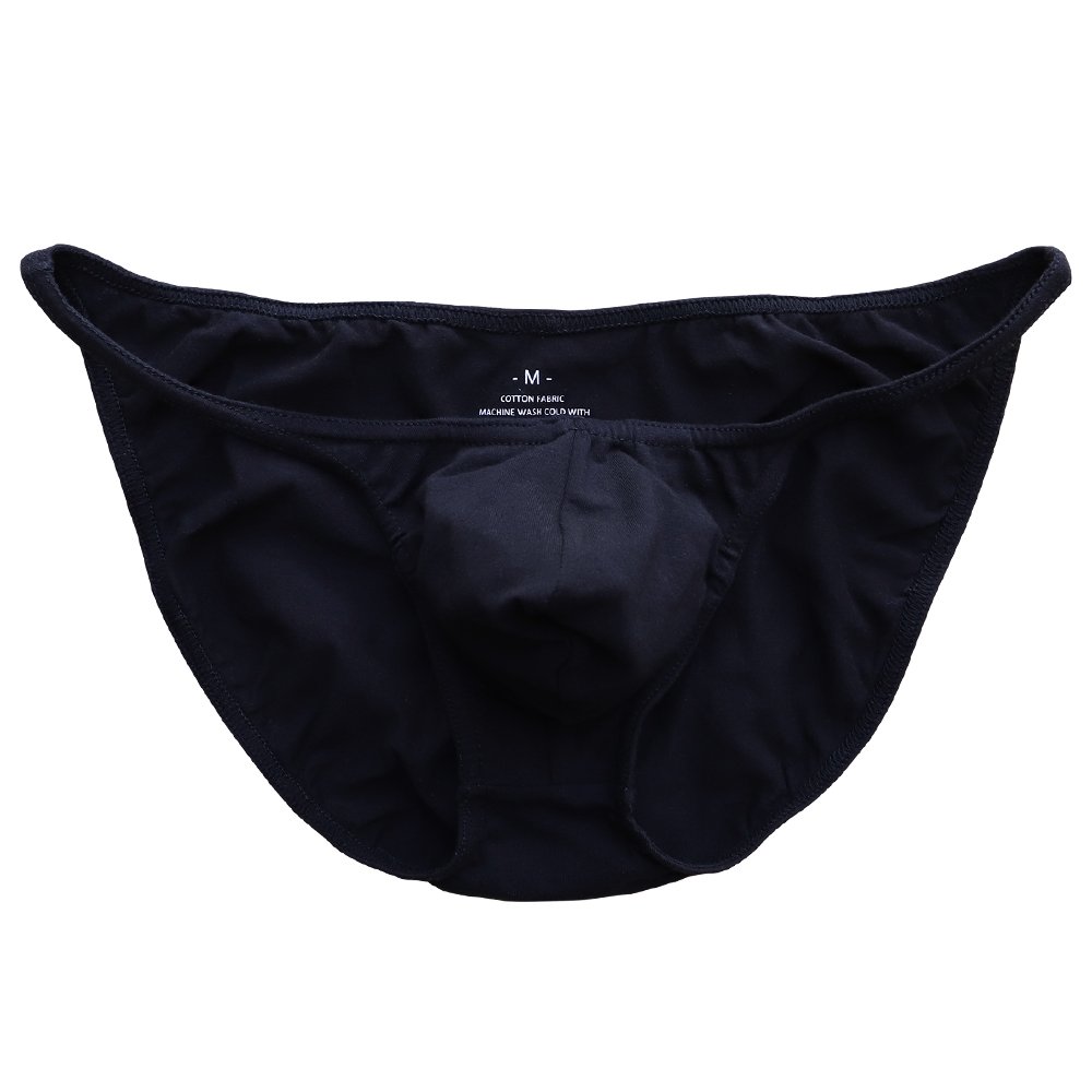 Muscle Alive Men's 1 Pieces Black Briefs Soft Bulge Bikini Sexy Thong Trunks Fashion Underwear Cotton And Spandex Xxl