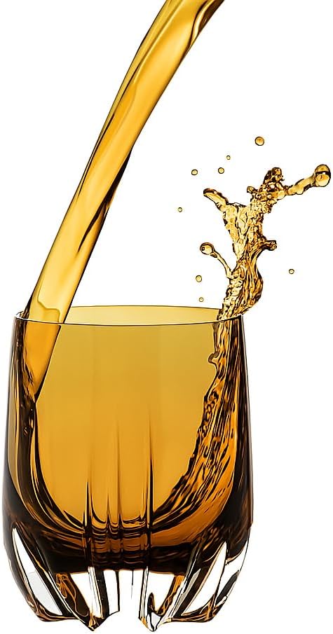 Barski Whiskey Glasses - Double Old Fashioned Amber Rocks Glass - Set of 2 Lowball Tumbler - Heavy Base- DOF Crystal Glass Tumblers - For Scotch - Bourbon - Drinking Glasses - 11 oz, Made in Europe