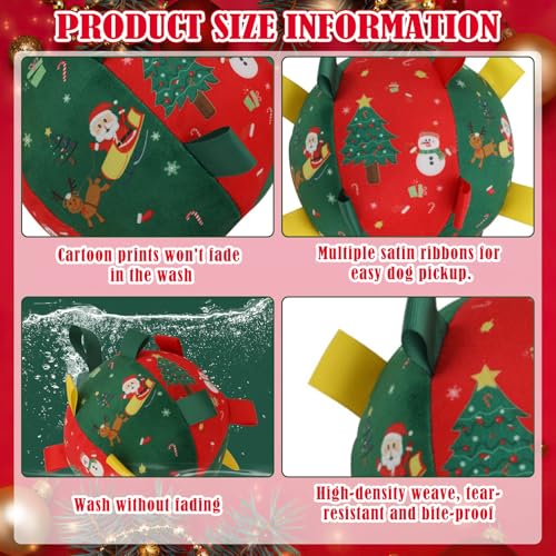 TECHEEL Hundeball Weihnachten Hundespielzeug Ball mit Griff Hund Fußball Hundeball Hundespielzeug Weihnachten Unzerstörbar Hundebälle Spielzeug Hunde Ball für kleine und mittelgroße Hunde