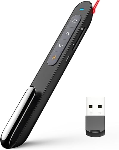 Norwii N76 – Clicker recargable para presentación con puntero, control remoto de presentación de largo alcance, presentador inalámbrico para