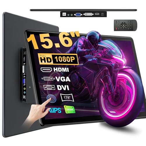 Image of 15.6 inch Touchscreen Monitor,VGA DVI HDMI VESA for Industrial (dark black) | 10-point touch,Quick response,Dual-Speaker,178viewing angle,400nits,2000:1,72%NTSC,IPS,remote control,PC,Laptop,RPi,POS