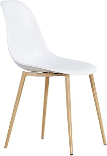 Comfortable Chair Mid-Century Modern PP Plastic Dining Chair with Metal Legs, Ergonomically Designed Comfort Curve, for Living Room/Cafe/Lounge/Study Room/Dining Room/Pub Leisure Chair
