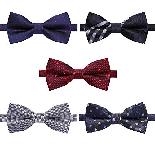 Image of AUSKY 8 PACKS Elegant Adjustable Pre-tied Bow Ties for Men Boys (1&4&5&6&8 Pack for option)