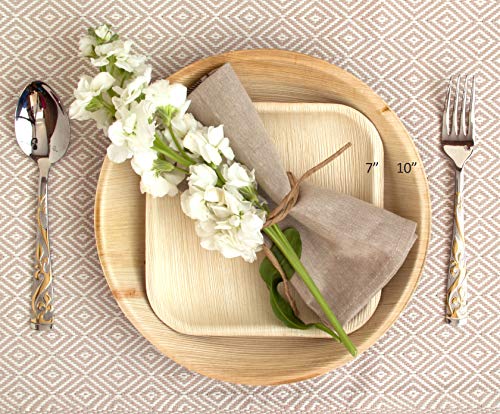 Leafily Palm Leaf Plates - 10 Inch Round - Heavy Duty - Elegant - 100% Compostable - Better Than Bamboo Or Wood - Disposable - Biodegradable - Premium Party Plates - Usda Certified - 22 Count #TOP1