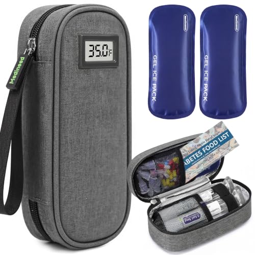 Medineed Temp Display Travel Case Fit 2 Mounjaro & Zepbound Pens,Grey