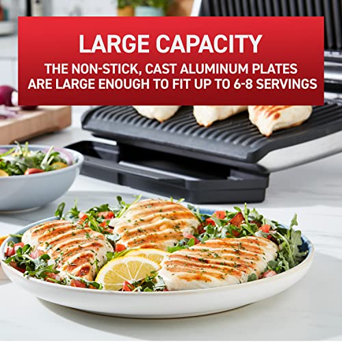 T-Fal Gc722D53 1800W Optigrill Xl Stainless Steel Large Indoor Electric Grill With Removable And Dishwasher Safe Plates, Silver #TOP4