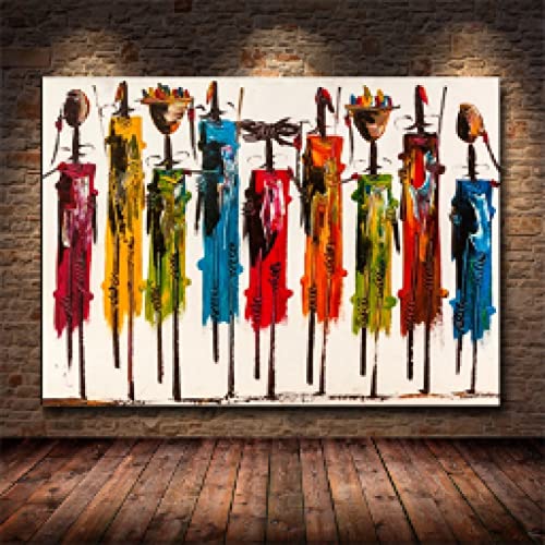 Tableau africain abstrait coloré 60x80cm toile moderne pour salon