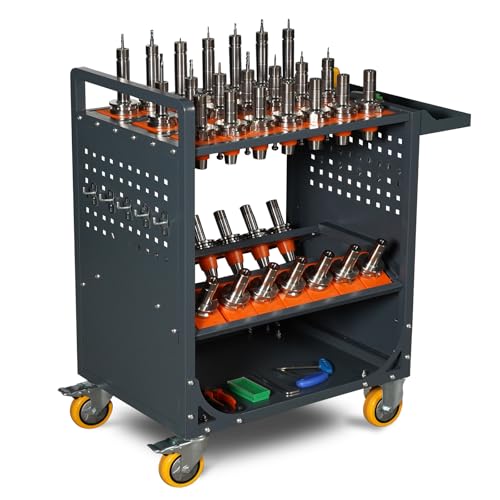 CAT50/CAT40 Grey CNC Tool Storage Cart Movable Wheeled CNC Tool Manager Machining Center Service Cart