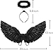 SzJias Black Wings Angel Costume Wings and Halo Devil Wings Fallen Wings for Kids Feather Wings for Halloween