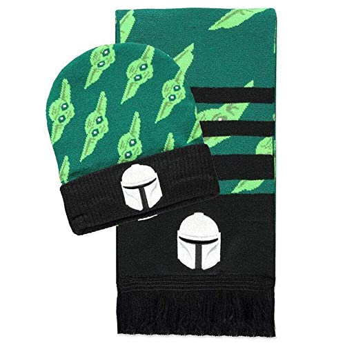 Coffret cadeau Star Wars Mando & Grogu bonnet et écharpe verte pour hiver