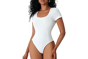 Women's Tummy Control Bodysuit with Thong and Square Neck