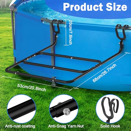 Handtuchhalter für Frame Pool, Hängender Handtuchhalter Trockenständer für Aufstellpool, Passend für die Meisten Rahmenpools Stahlrahmenbecken mit 50 bis 80mm Oder Weniger Oberer Reling (Schwarz)