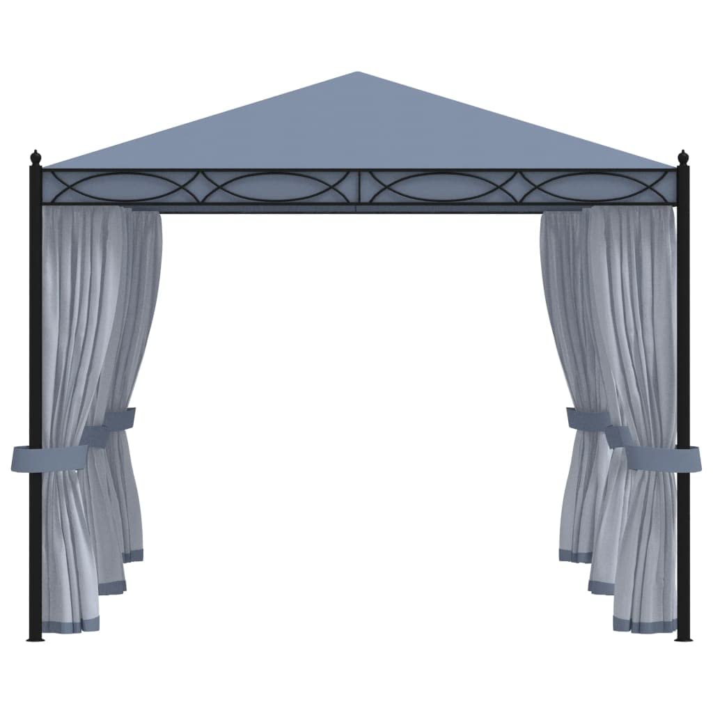 Pawilon z moskitierami, 3 x 4 m, kolor antracytowy, stal, pawilon ogrodowy z ochroną przed promieniowaniem UV, na taras, balkon, imprezę w ogrodzie, grillowanie, wesele, kemping, festiwal