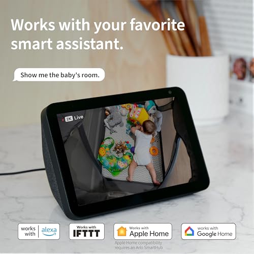 Image of Arlo Essential Security Camera 2K | Indoor Only| 2nd Gen | Baby Monitor & Pet Camera | Wireless with Spotlight, White, 2 Cameras (Renewed)