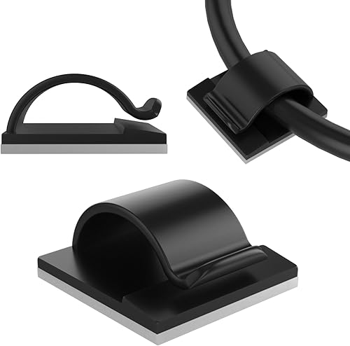 Miniatura 2 de LinkDocs 30 clips adhesivos para cables, clips de alambre para gestión de cables, abrazaderas de sujeción de cables para automóvil, oficina y hogar