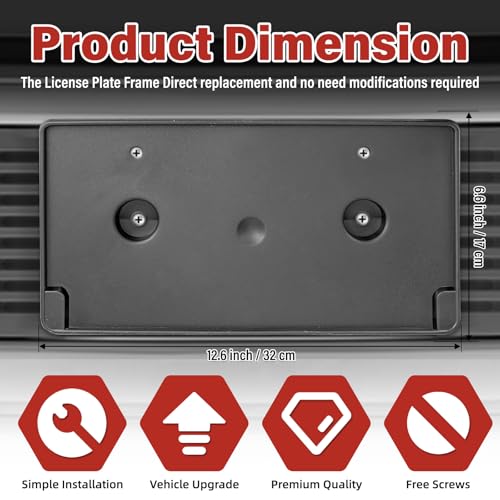 Image of License Plate Bracket Accessories for Ram 1500 DT 2019 2020 2021 2022 2023 2024, Front Bumper License Plate Holder Replacement Frame Black Mount, Easy Installation