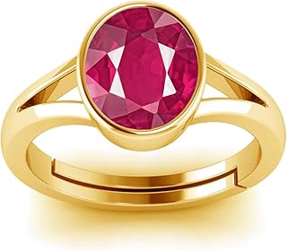 lmdprajapatis Natural Certified 5.25 Ratti 4.30 Carat Ruby/Manik Panchdhatu Gold Plated Birthstone/Rashi Ratan Adjustable Ring for Men & Women (Red)-picture-37
